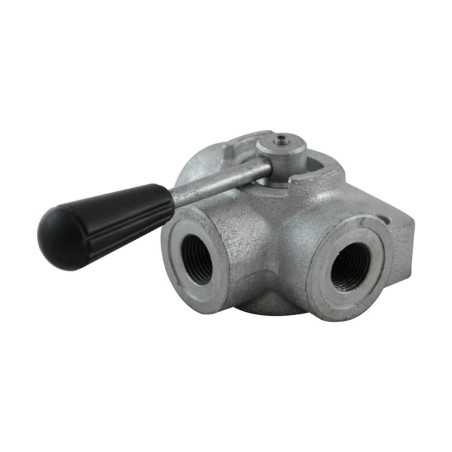 Vanne manuelle 3 voies 1/2 Centre Ouvert 280 bar - Vannes Hydrauliques - Fonte