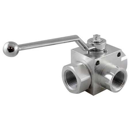 Manual valve - 3V - 1" - PN 350 - in L - Hydraulic Valve - Cast Iron