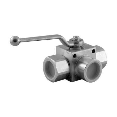 Vanne manuelle - 3V - 1"1/4 - PN 350 - en L - Vannes Hydrauliques - Fonte