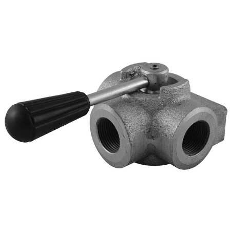 Vanne manuelle - 3V - 3/8" - Centre fermé - Vannes Hydrauliques - Fonte