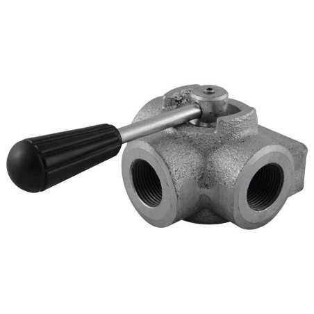 Manual valve - 3V - 3/8" - Open centre - Hydraulic Valve - Cast Iron