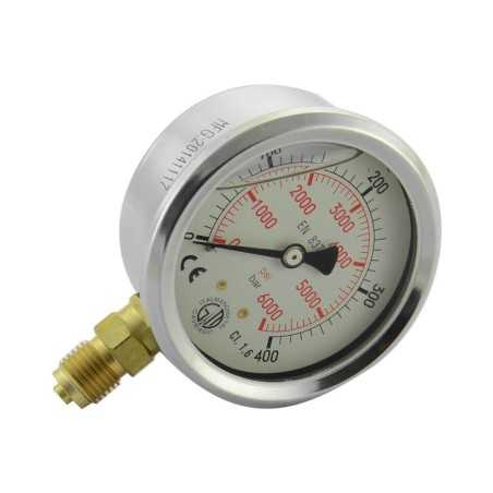Manomètre - Ø63 - 0 à 400 bar - Raccord Vertical 1/4"