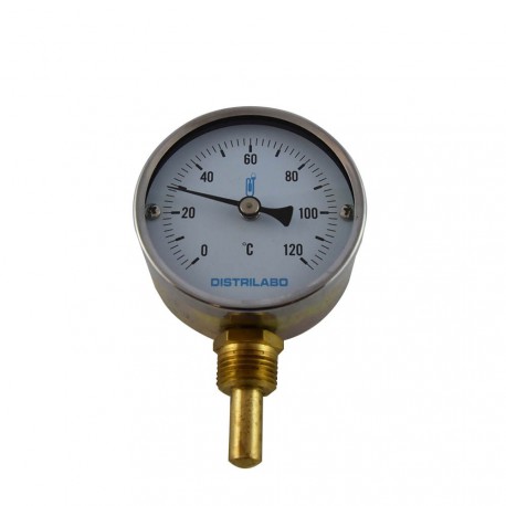Thermomètre à cadran Ø80 0/120°C 1/2" plongeur vertical 40mm