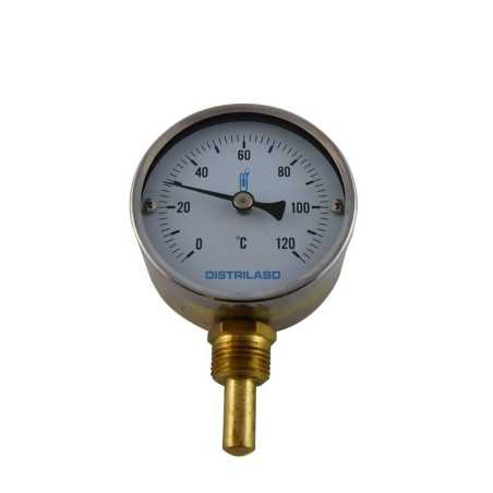 Thermomètre à cadran Ø80 0/120°C 1/2" plongeur vertical 40mm