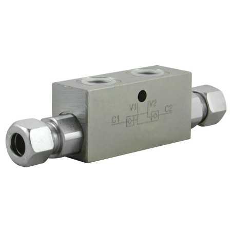 Dual pilot operated check valve 3/8 8bar banjo inside & pipe 12L - Components