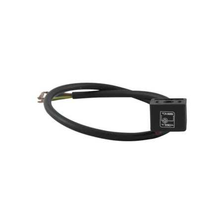 Moulded connector 2 pôles + terre avec led 24v - longueur 500mm - Solenoid connector