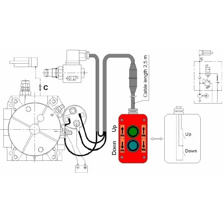 Pompe hydraulique de benne 12v + Relais 150A + Boite à bouton 41820130025GC IM#79989