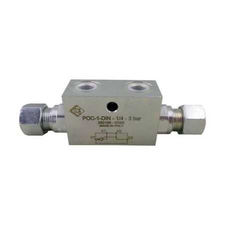 Clapet piloté SE 1/4 POC 1 DIN 20l/mn 350 bar PO 3 bar tube 12L 